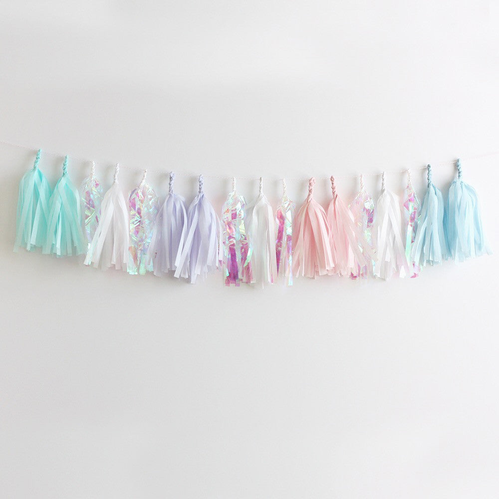 Pearly Shell Fringe Tissue Tassel Garland Kit or Fully Assembled