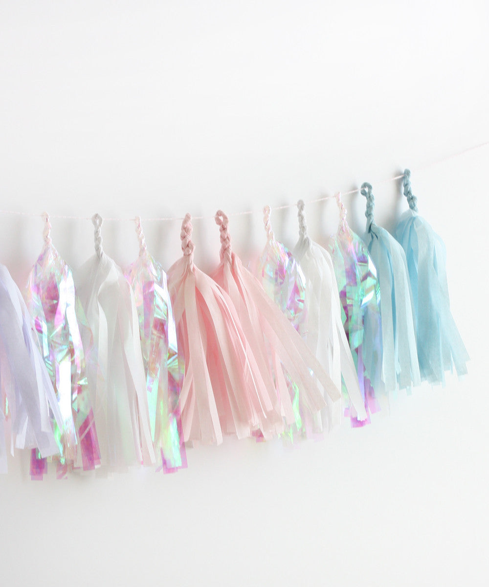 Pearly Shell Fringe Tissue Tassel Garland Kit or Fully Assembled