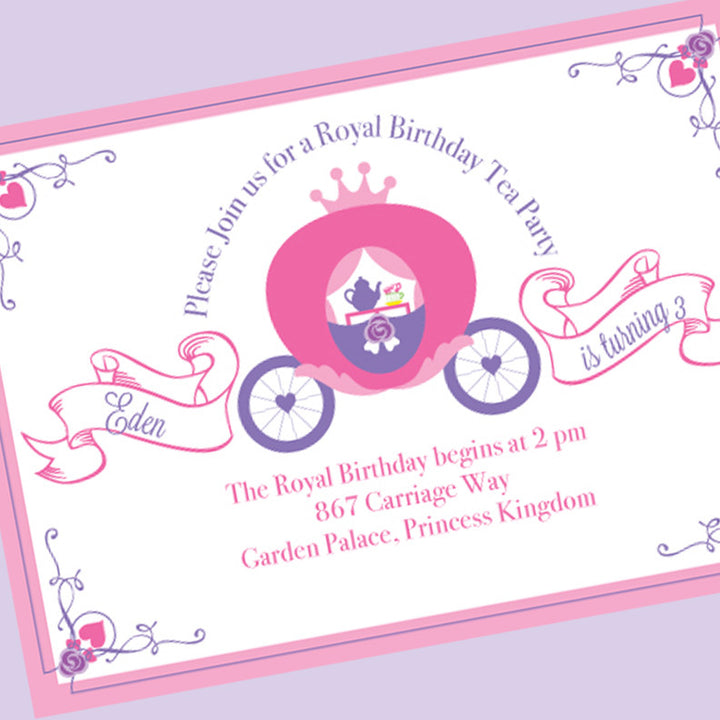 Princess Carriage Tea Party Birthday printable Invitation by Wants and Wishes