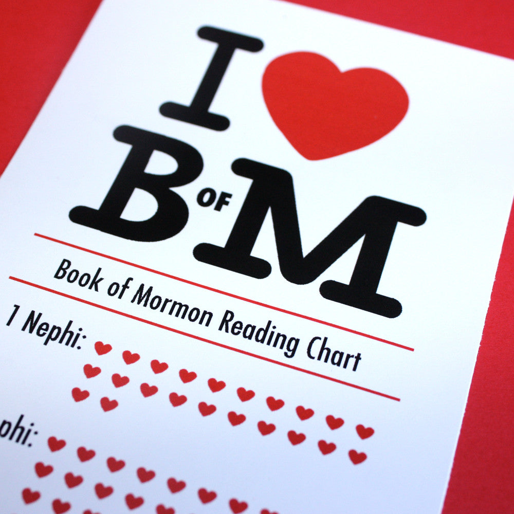 Printable LDS I HEART B of M Reading Bookmark & Coordinating Reading Chart by Wants and Wishes