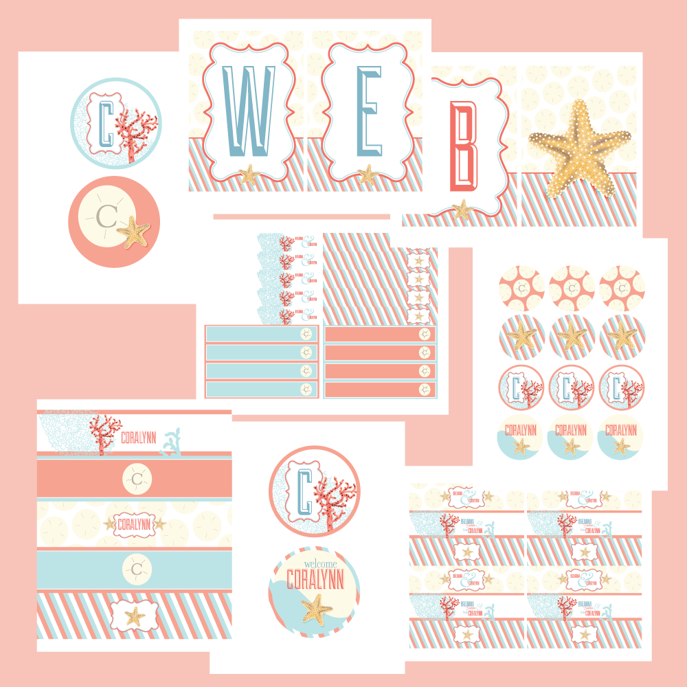 printable sophisticated Sea Breeze Beach Baby Shower invitation by Wants and Wishes