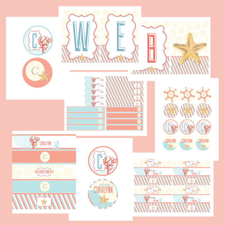 printable sophisticated Sea Breeze Beach Baby Shower invitation by Wants and Wishes