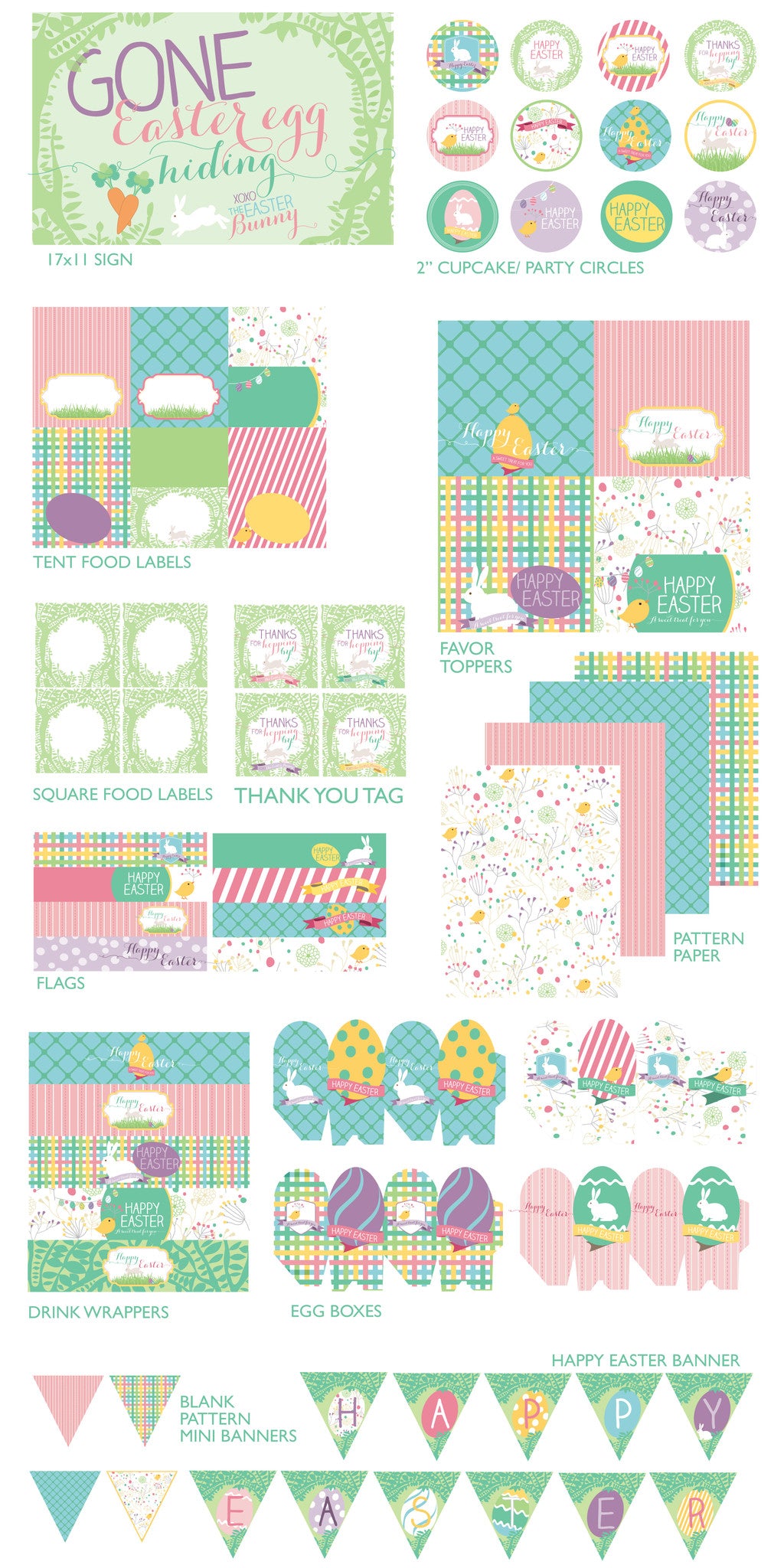 Whimsical Easter Bunny Garden Party printable Collection